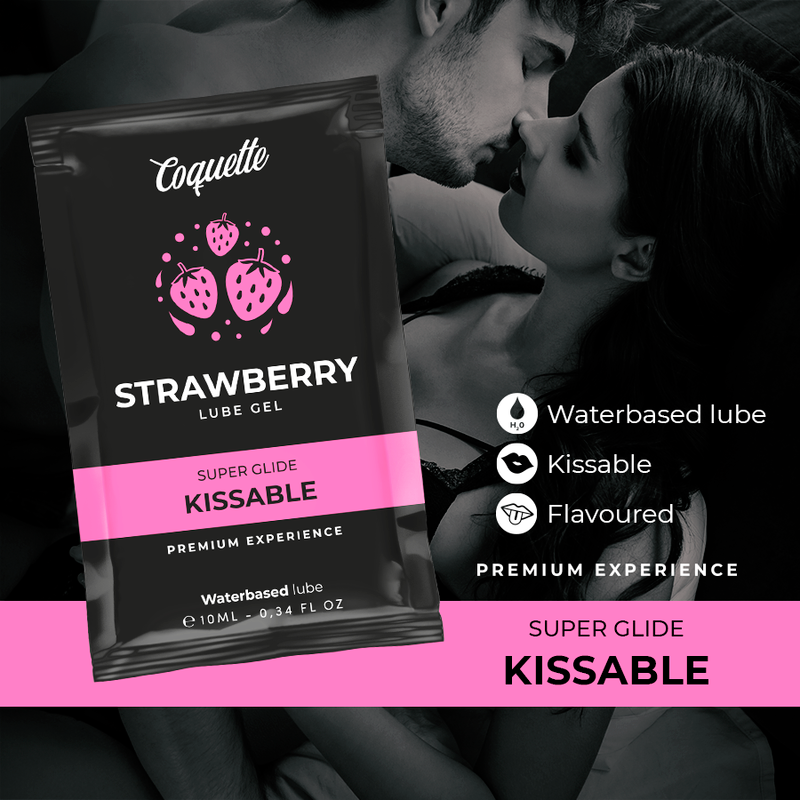 COQUETTE COSMETICS - STRAWBERRY WATER-BASED KISSABLE LUBRICANT 10 ML POUCH