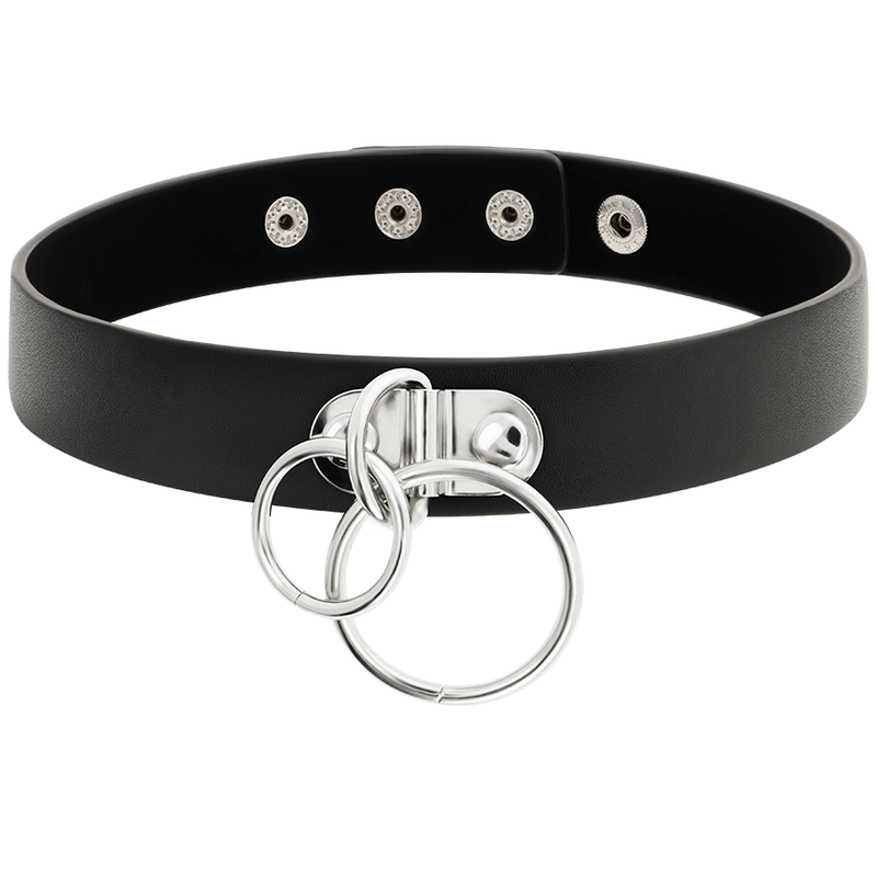 COQUETTE CHIC DESIRE - VEGAN LEATHER DOUBLE RING CHOKER