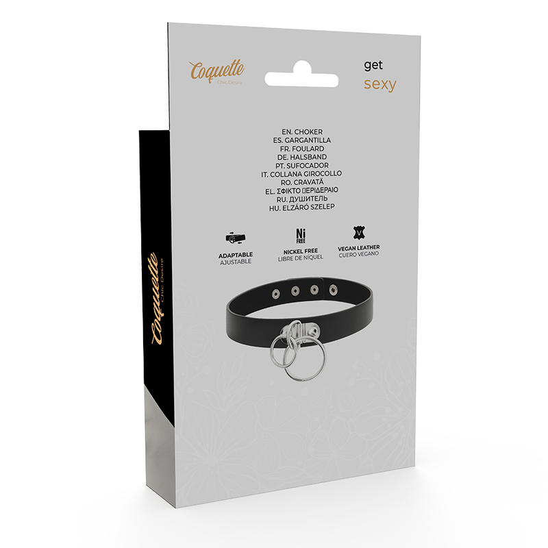 COQUETTE CHIC DESIRE - VEGAN LEATHER DOUBLE RING CHOKER