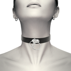 COQUETTE CHIC DESIRE - VEGAN LEATHER DOUBLE RING CHOKER