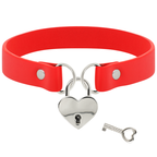 COQUETTE CHIC DESIRE - COLLIER EN CUIR VEGAN ROUGE AVEC ACCESSOIRE COEUR AVEC CLÉ