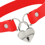 COQUETTE CHIC DESIRE - COLLIER EN CUIR VEGAN ROUGE AVEC ACCESSOIRE COEUR AVEC CLÉ