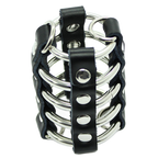 OHMAMA FETISH - PENIS CAGE WITH METAL RINGS AND LEATHER STRAP