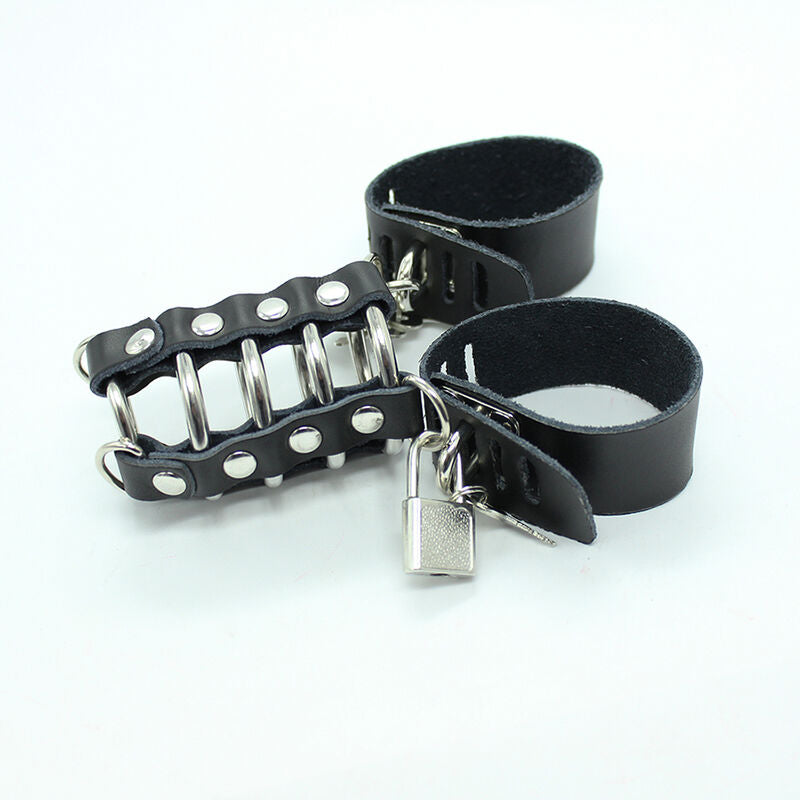 OHMAMA FETISH - PENIS CAGE WITH METAL RINGS AND LEATHER STRAP