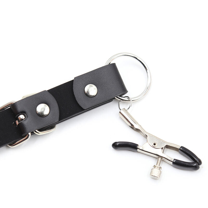 OHMAMA FETISH - PINZAS PARA CLÍTORIS CON CORREAS PARA LAS PIERNAS