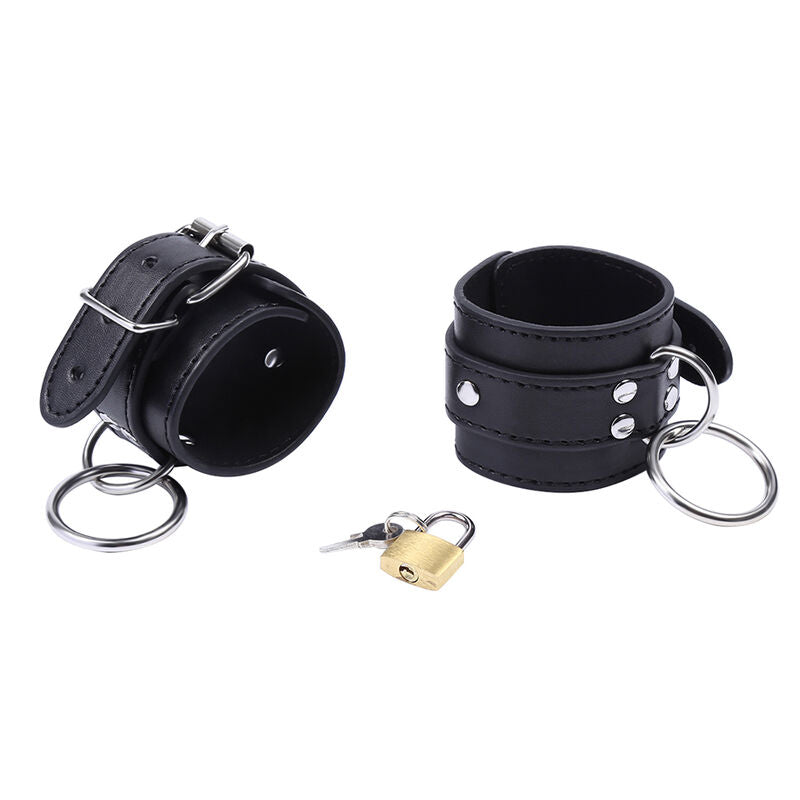 OHMAMA FETISH - CINTURINI DA POLSO CON O-RING E CHIUSURA A CHIAVE