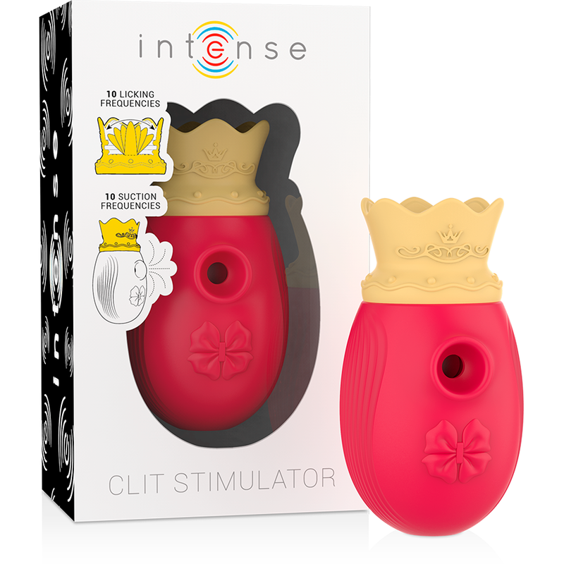 INTENSE - STIMOLATORE CLITORIDEO 10 MODALITÀ DI ASPIRAZIONE E LECKATA - ROSSO