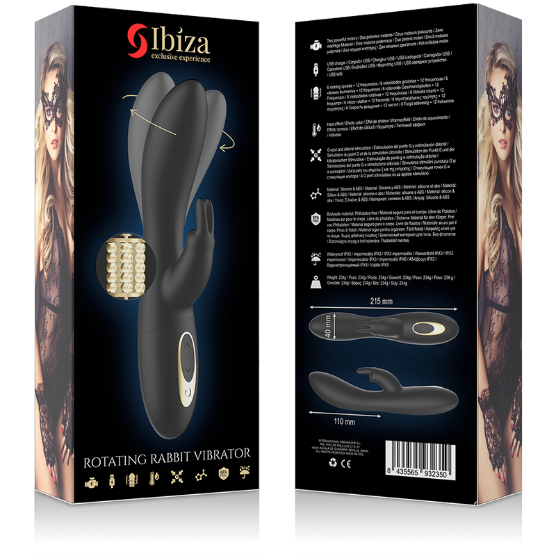 IBIZA - POTENTE VIBRADOR GIRATORIO PERLADO CON CONEJO