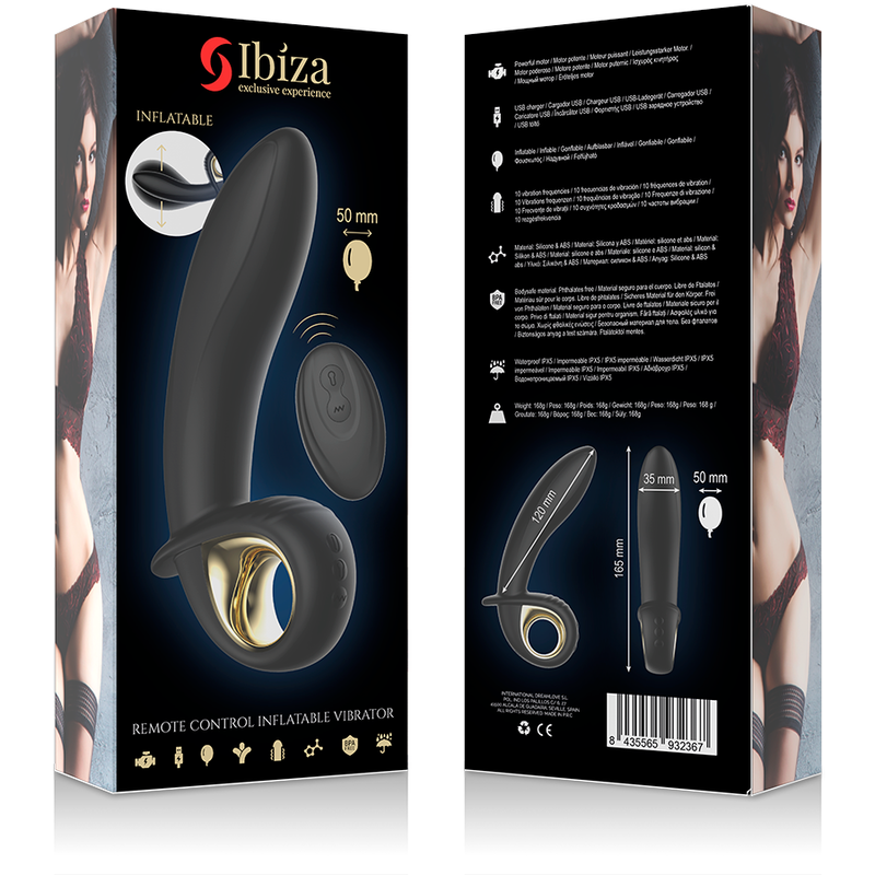IBIZA - VIBRADOR ANAL/VAGINAL HINCHABLE POTENTE CON MANDO A DISTANCIA