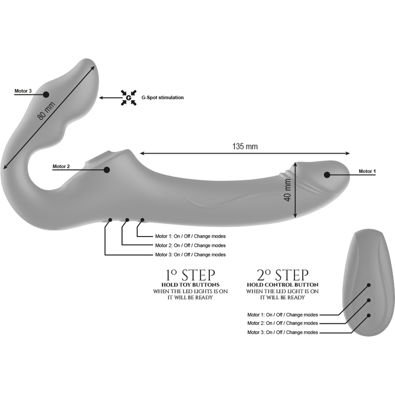 IBIZA - STRAPLESS VIBRATOR REMOTE CONTROL 3 MOTORS 1000 COMBINATIONS.