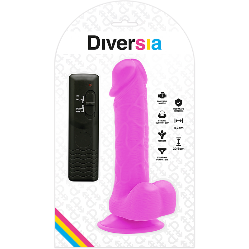 DIVERSIA - DILDO VIBRANTE FLESSIBILE VIOLA 20,5 CM -Ø- 4,2 CM