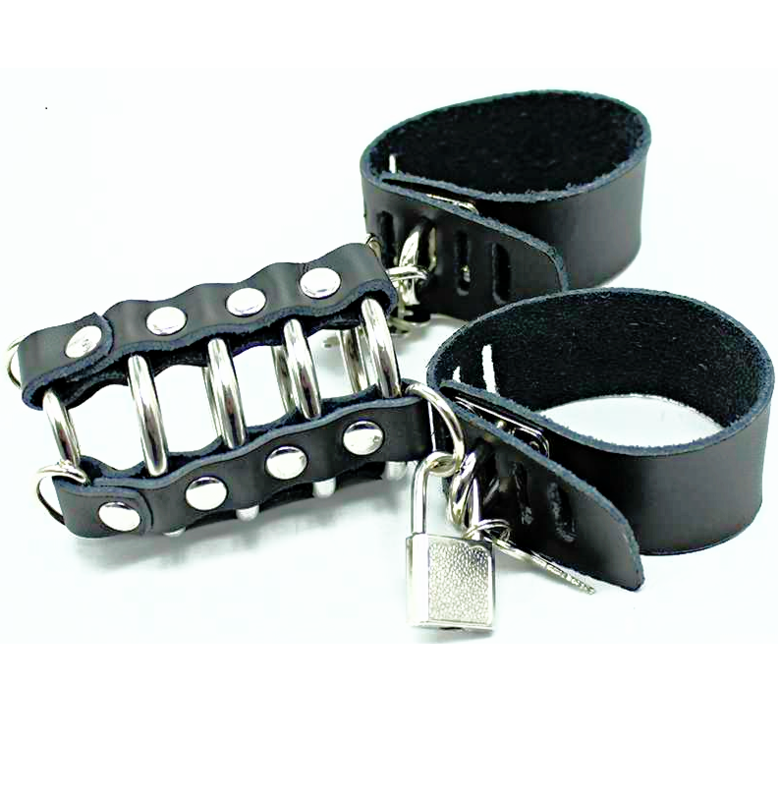 OHMAMA FETISH - PENIS CAGE WITH METAL RINGS AND LEATHER STRAP