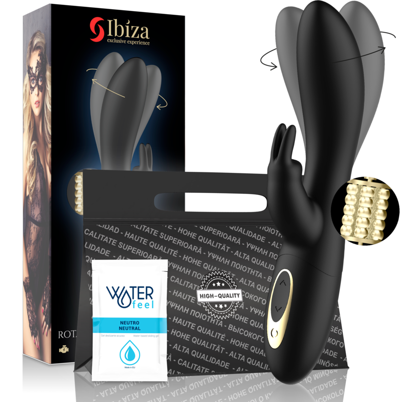 IBIZA - POTENTE VIBRADOR GIRATORIO PERLADO CON CONEJO