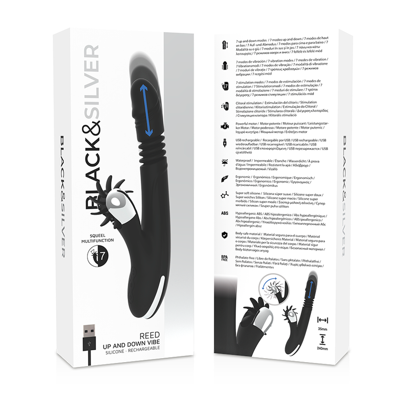 BLACK&SILVER - VIBROMASSAGGIATORE BUNNY REED UP & DOWN