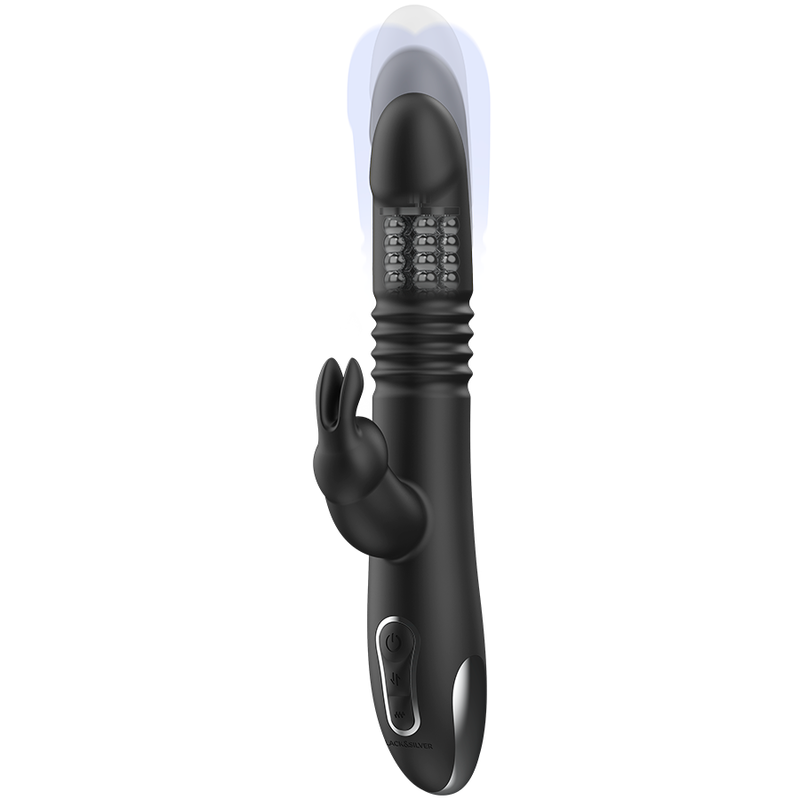 BLACK&SILVER - VIBRATORE KENJI RABBIT UP & DOWN + TELECOMANDO WATCHME