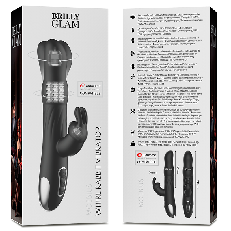 BRILLY GLAM - MOEBIUS VIBRATORE RABBIT E ROTANTE + TELECOMANDO WATCHME