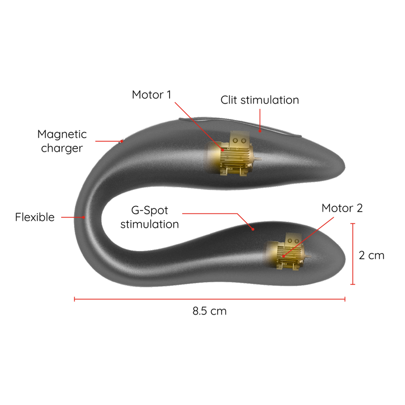 ONINDER - LISBOA G-SPOT & STIMOLATORE CLITORIDEO NERO - APPLICAZIONE GRATUITA