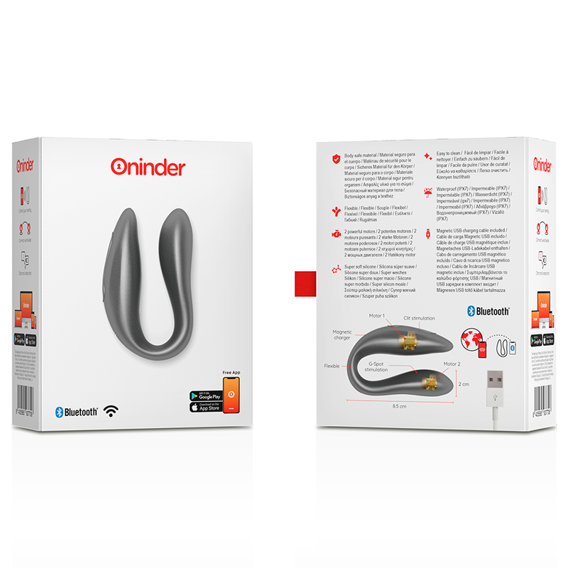 ONINDER - LISBOA G-SPOT & STIMOLATORE CLITORIDEO NERO - APPLICAZIONE GRATUITA