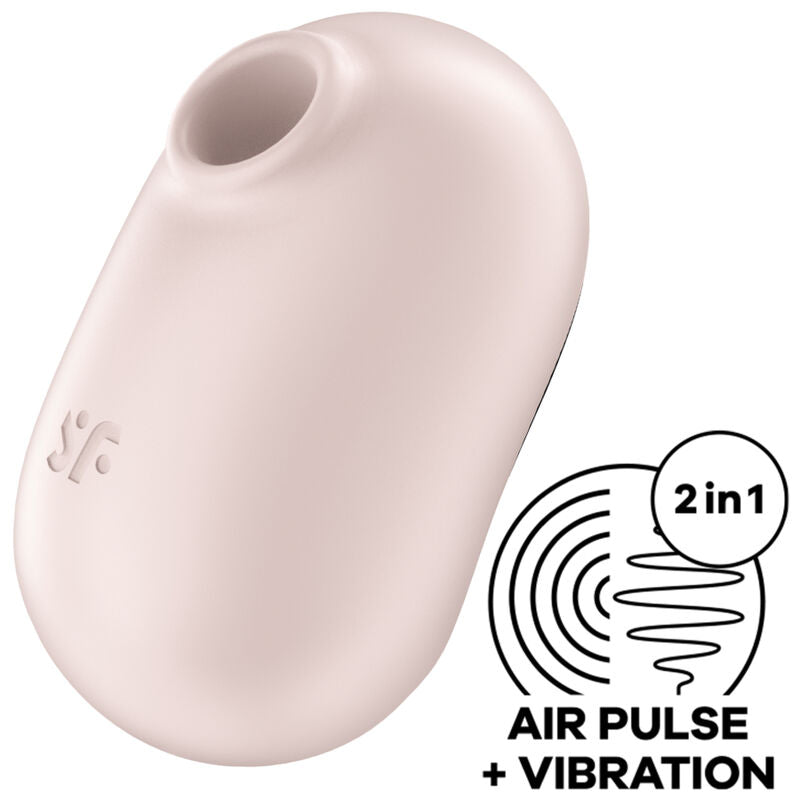 SATISFYER - STIMOLATORE E VIBRATORE DOPPIO AIR PULSE PRO TO GO 2 BEIGE