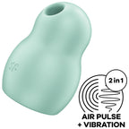SATISFYER - DOUBLE AIR PULSE PRO TO GO 1 VIBRATOR AND STIMULATOR GREEN