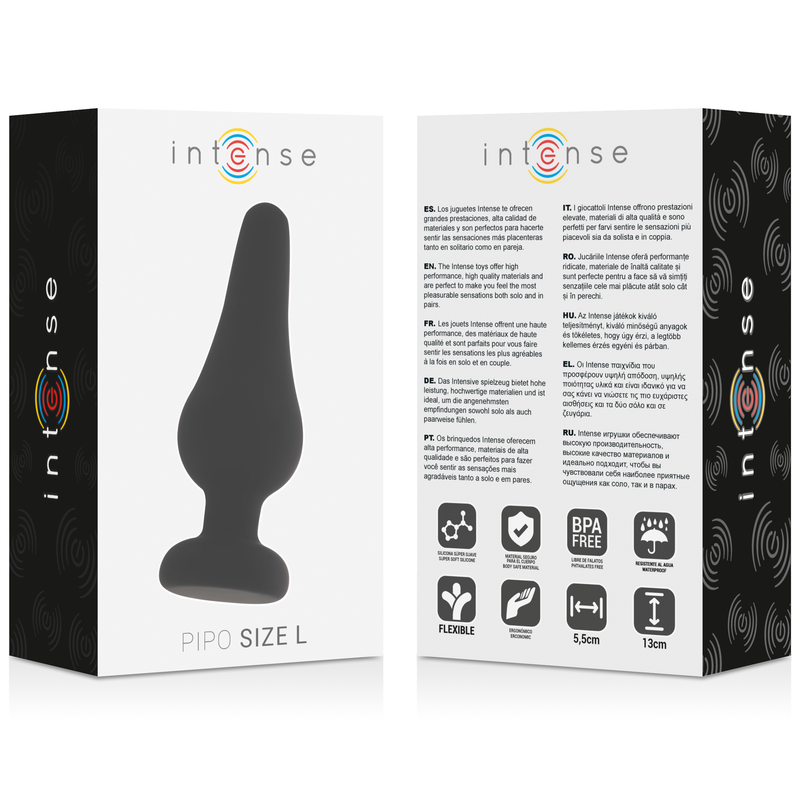 INTENSE - PLUG ANAL PIPO L SILICONA NEGRO 13 CM