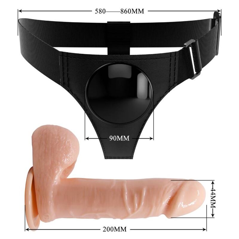 PRETTY LOVE - HARNESS SLIPS HARNAIS UNIVERSEL AVEC DILDO TOM 20 CM NATUREL