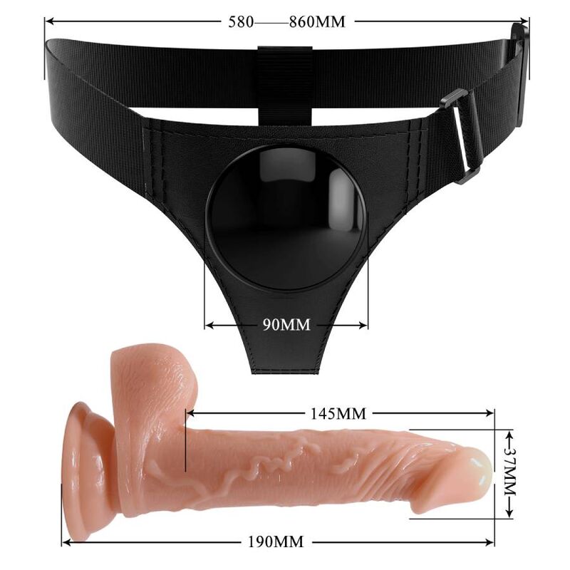 PRETTY LOVE - SLIP CON IMBRACATURA UNIVERSALE CON DILDO KEVIN 19 CM NATURALE