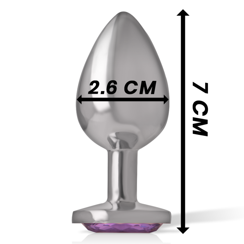 INTENSE - PLUG ANAL DE METAL ALUMINIO CON CRISTAL VIOLETA TAMAÑO S