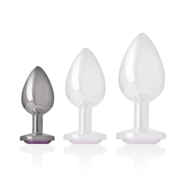 INTENSE - PLUG ANAL DE METAL ALUMINIO CON CRISTAL VIOLETA TAMAÑO S
