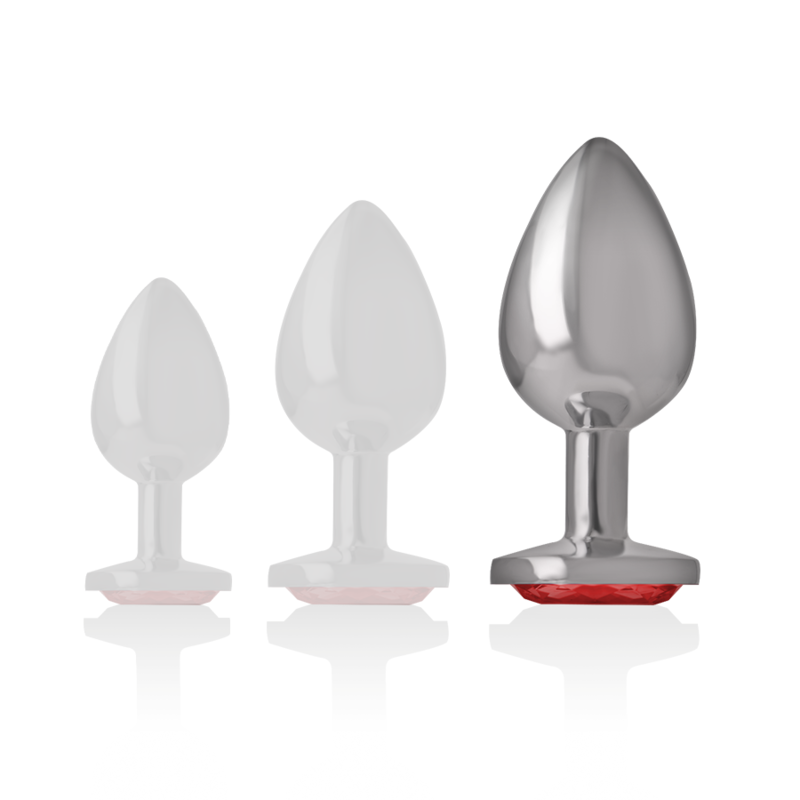 INTENSE - ANAL PLUG IN ALLUMINIO CON CRISTALLO ROSSO TAGLIA L