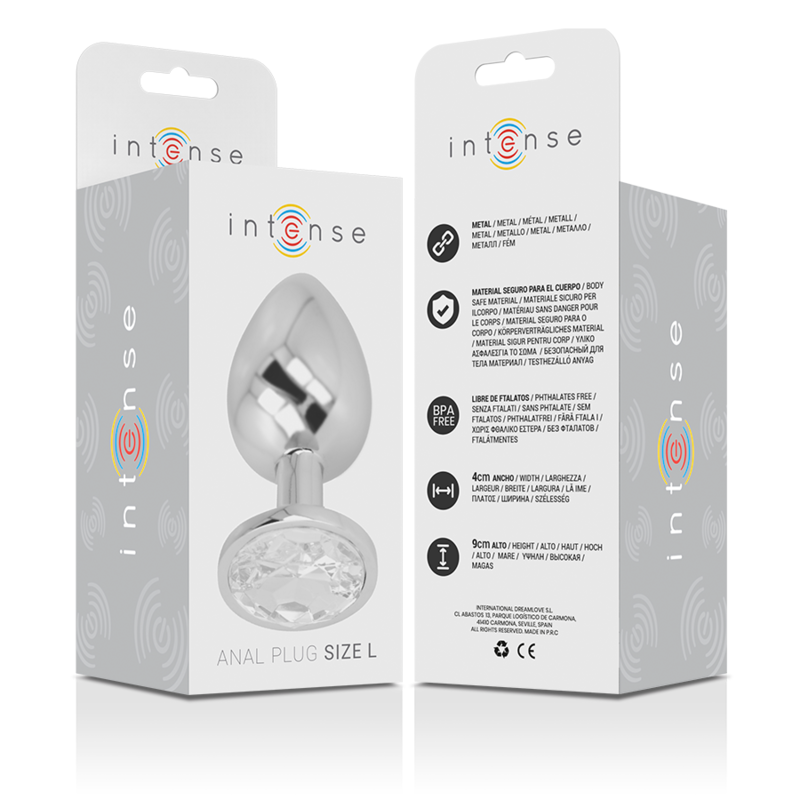 INTENSE - ANAL PLUG IN ALLUMINIO CON CRISTALLO ARGENTO TAGLIA L