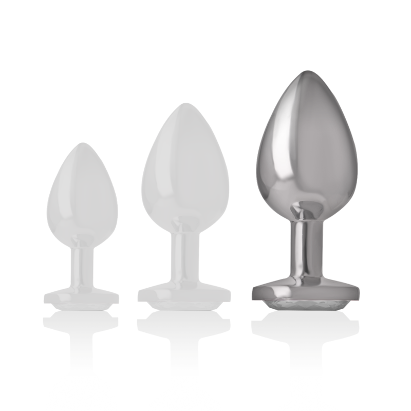 INTENSE - ANAL PLUG IN ALLUMINIO CON CRISTALLO ARGENTO TAGLIA L