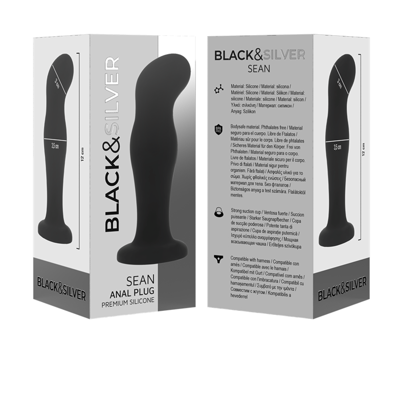 BLACK&SILVER - SEAN PREMIUM BLACK SILICONE ANAL PLUG