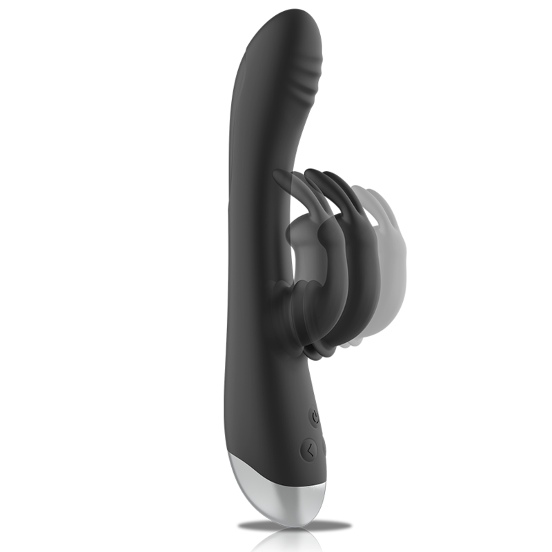 BLACK&SILVER - DJ. STIMOLATORE A CONIGLIETTO RICARICABILE IN SILICONE ADAM NERO