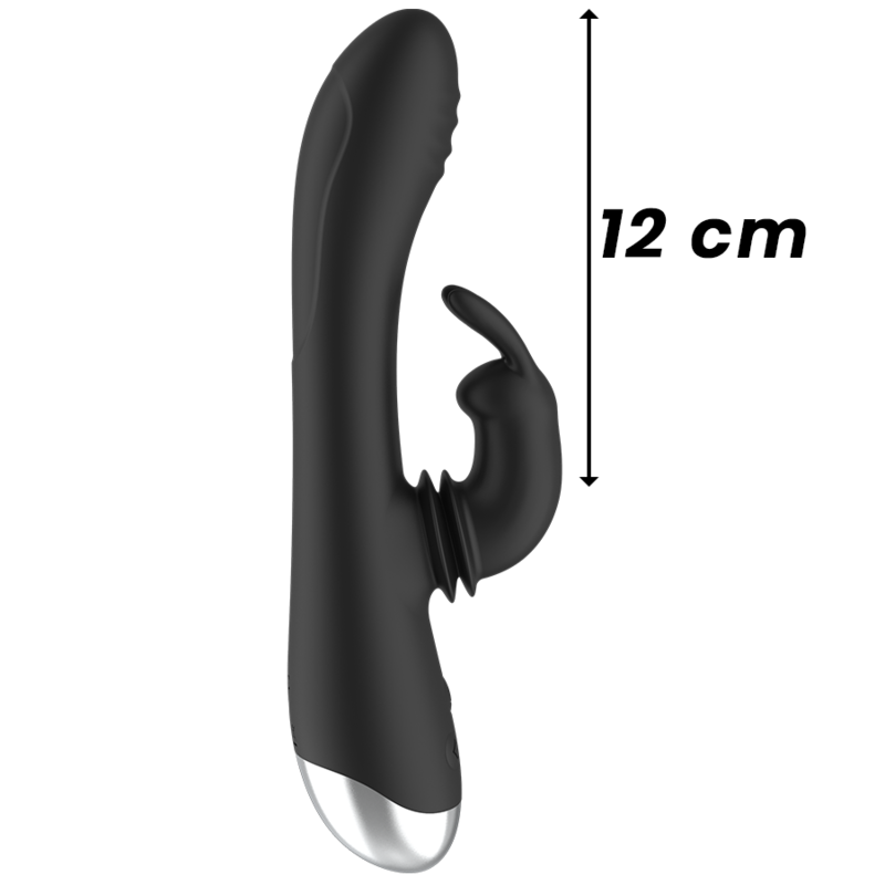 BLACK&SILVER - DJ. STIMOLATORE A CONIGLIETTO RICARICABILE IN SILICONE ADAM NERO