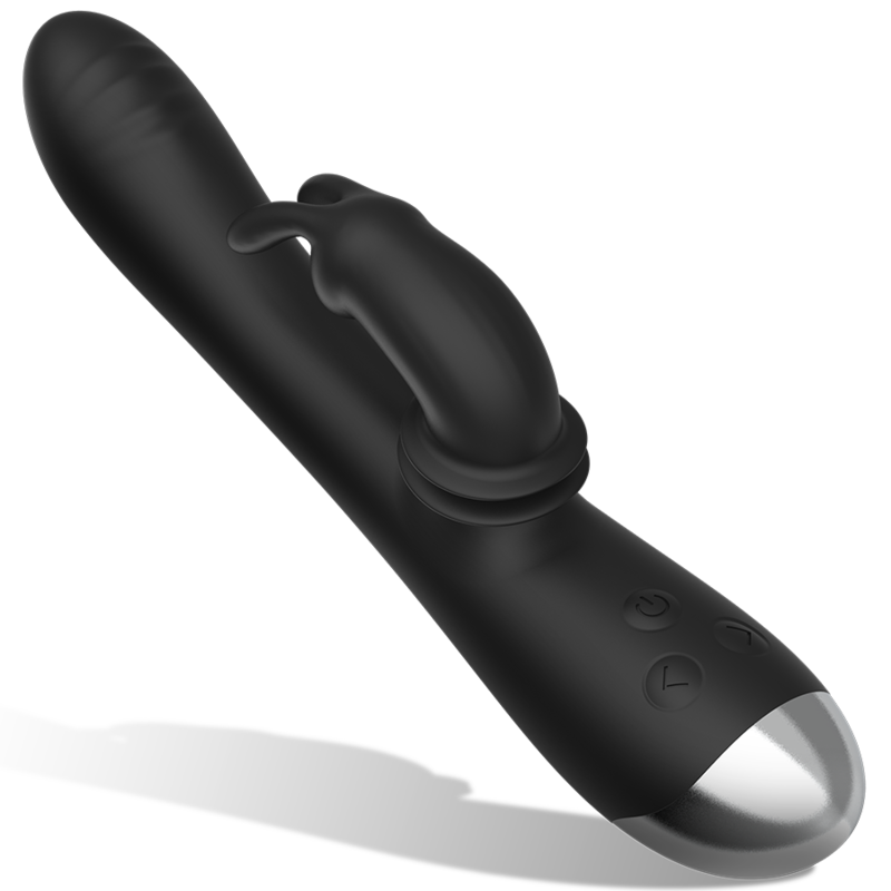 BLACK&SILVER - DJ. STIMOLATORE A CONIGLIETTO RICARICABILE IN SILICONE ADAM NERO