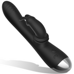 BLACK&SILVER - DJ. STIMOLATORE A CONIGLIETTO RICARICABILE IN SILICONE ADAM NERO