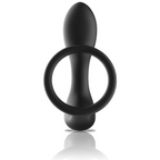 BLACK&SILVER - RECHARGEABLE BLACK SILICONE REMOTE CONTROL ANAL MASSAGER
