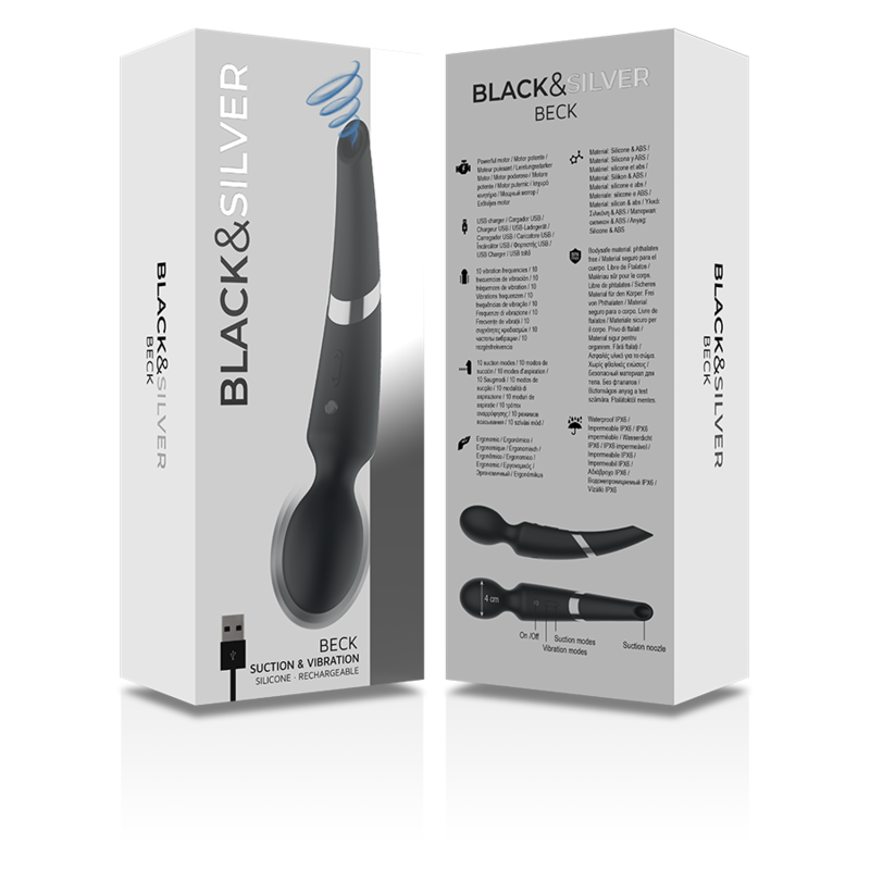 BLACK&SILVER - BACCHETTA E VENTOSA BECK 2 IN 1 IN SILICONE