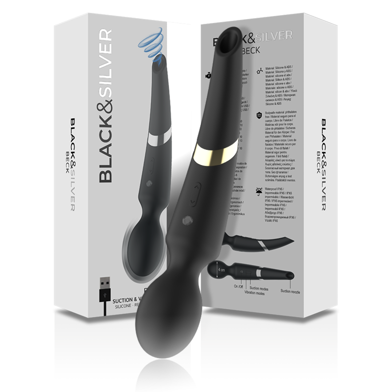 BLACK&SILVER - BACCHETTA E VENTOSA BECK 2 IN 1 IN SILICONE