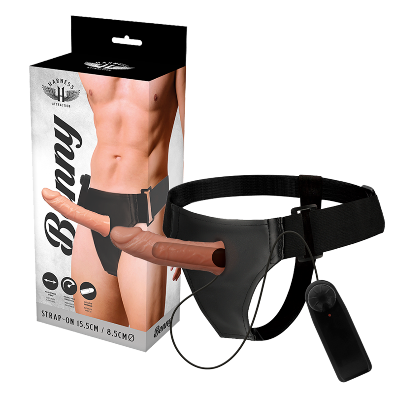 HARNESS ATTRACTION - HARNAIS CREUX BENNY AVEC VIBRATEUR 15 CM -Ø- 4,5 CM