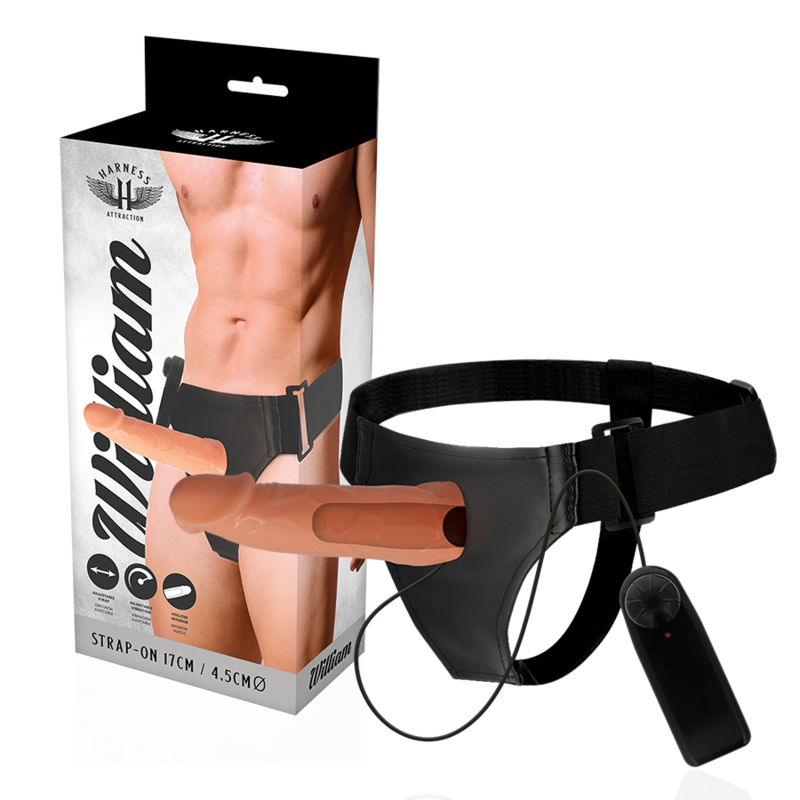 HARNESS ATTRACTION - WILLIAN HOLLOW HARNAIS AVEC VIBRATEUR 17 CM -O- 4.5 CM