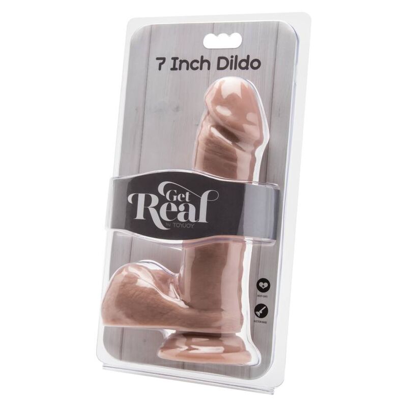 GET REAL - DILDO DE 18 CM CON BOLAS EN PIEL