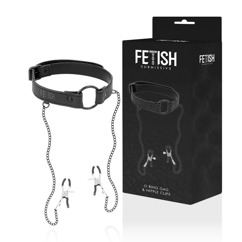 FETISH SUBMISSIVE - ANNEAU BILLON AVEC PINCES TÉTONS