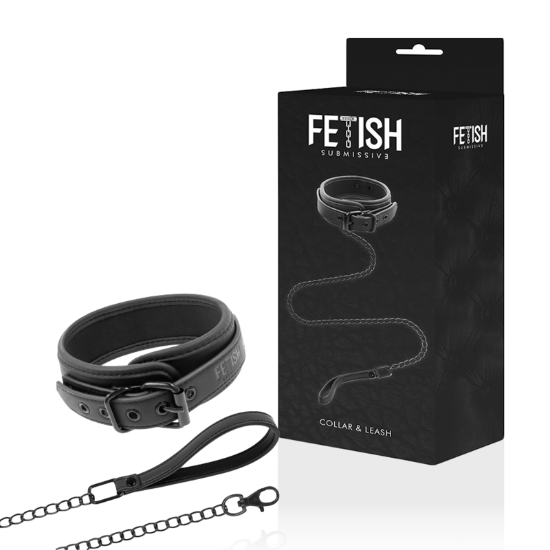 FETISH SUBMISSIVE - COLLIER CHAÎNE DOUBLURE EN NÉOPRÈNE