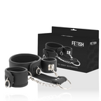 FETISH SUBMISSIVE - COLLIER ET MENOTTES EN CUIR VÉGAN AVEC DOUBLURE EN NÉOPRÈNE
