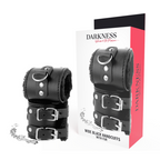 DARKNESS - MANETTE REGOLABILI IN PELLE NERA CON FODERA