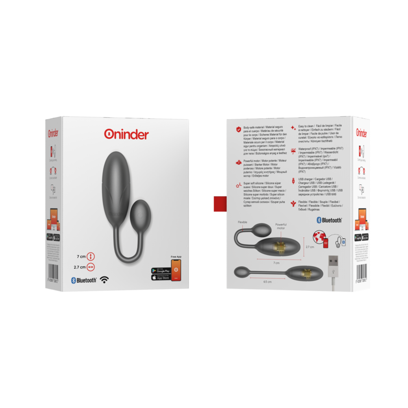 ONINDER - ŒUF VIBRANT DENVER NOIR 7 X 2,7 CM APPLICATION GRATUITE
