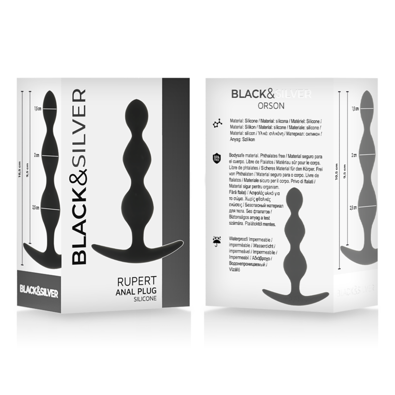 BLACK&SILVER - CATENA A SFERE ANALE RUPERT 10 CM