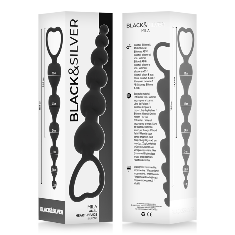 BLACK&SILVER - ANAL HEARTS CHAIN MILA 18 CM